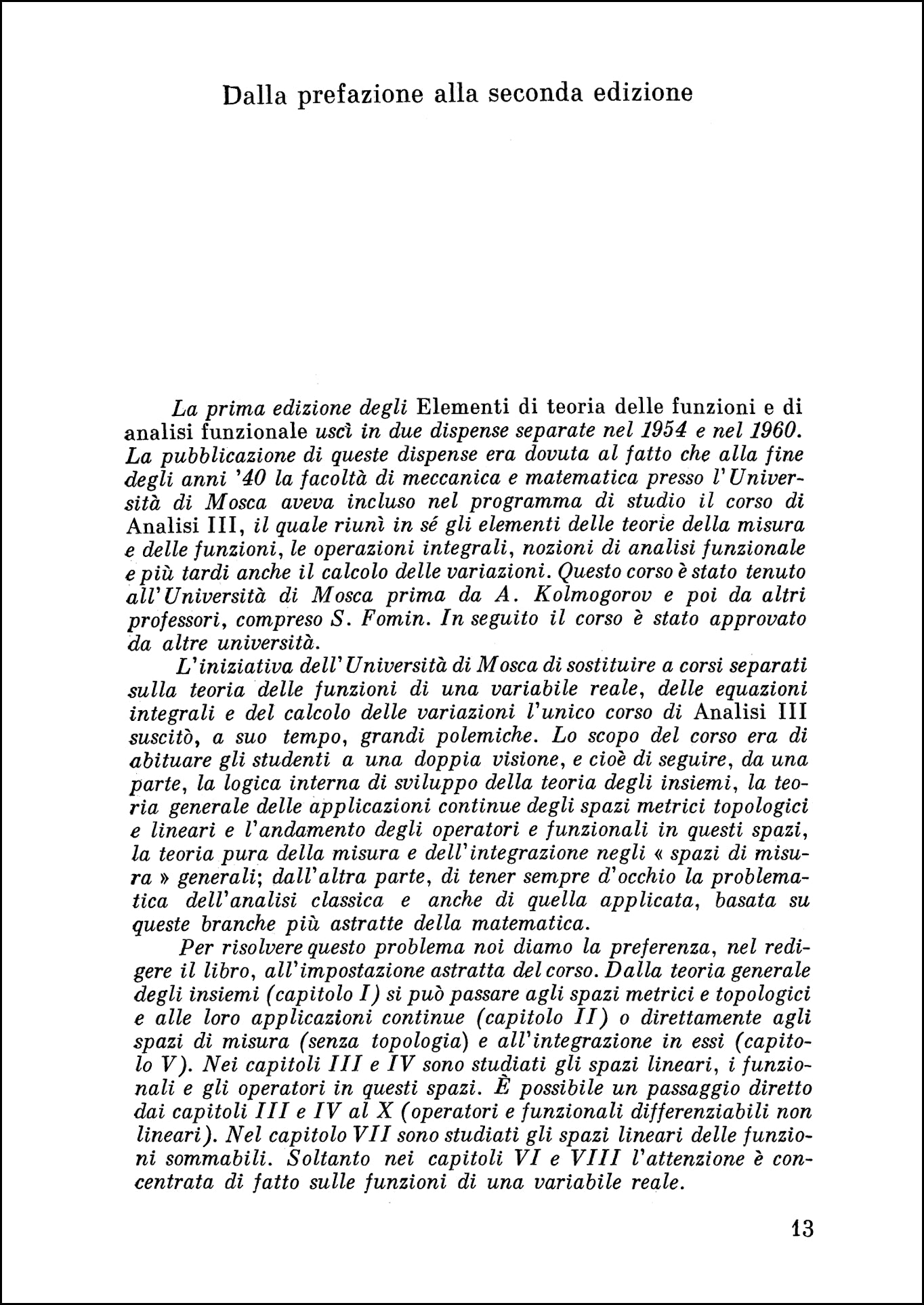Elementi di teoria delle funzioni e di analisi funzionale