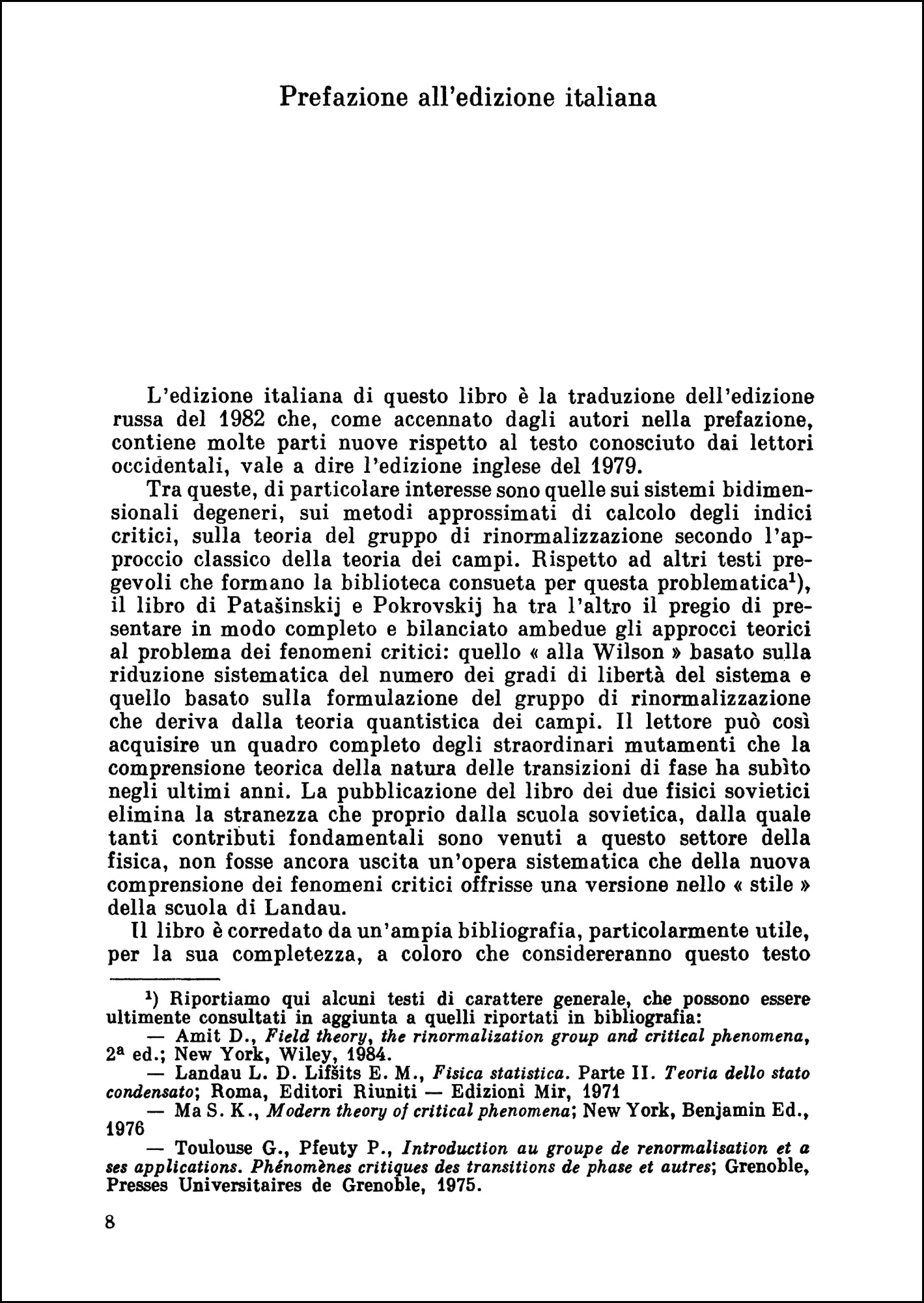 Teoria delle fluttuazioni nelle transizioni di fase